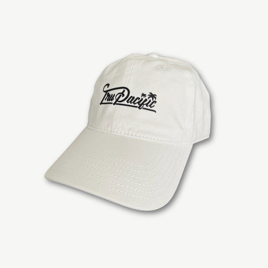 Tru Pacific Script Dad Hat - White