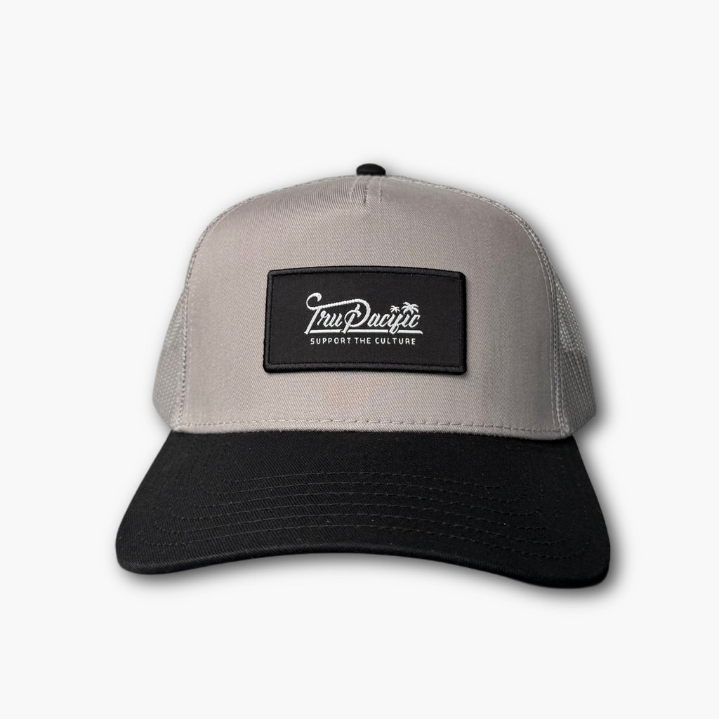 Tru Pacific Script Trucker Hat - Gray/Black