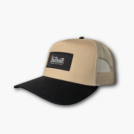 Tru Pacific Script Trucker Hat - Khaki/Black