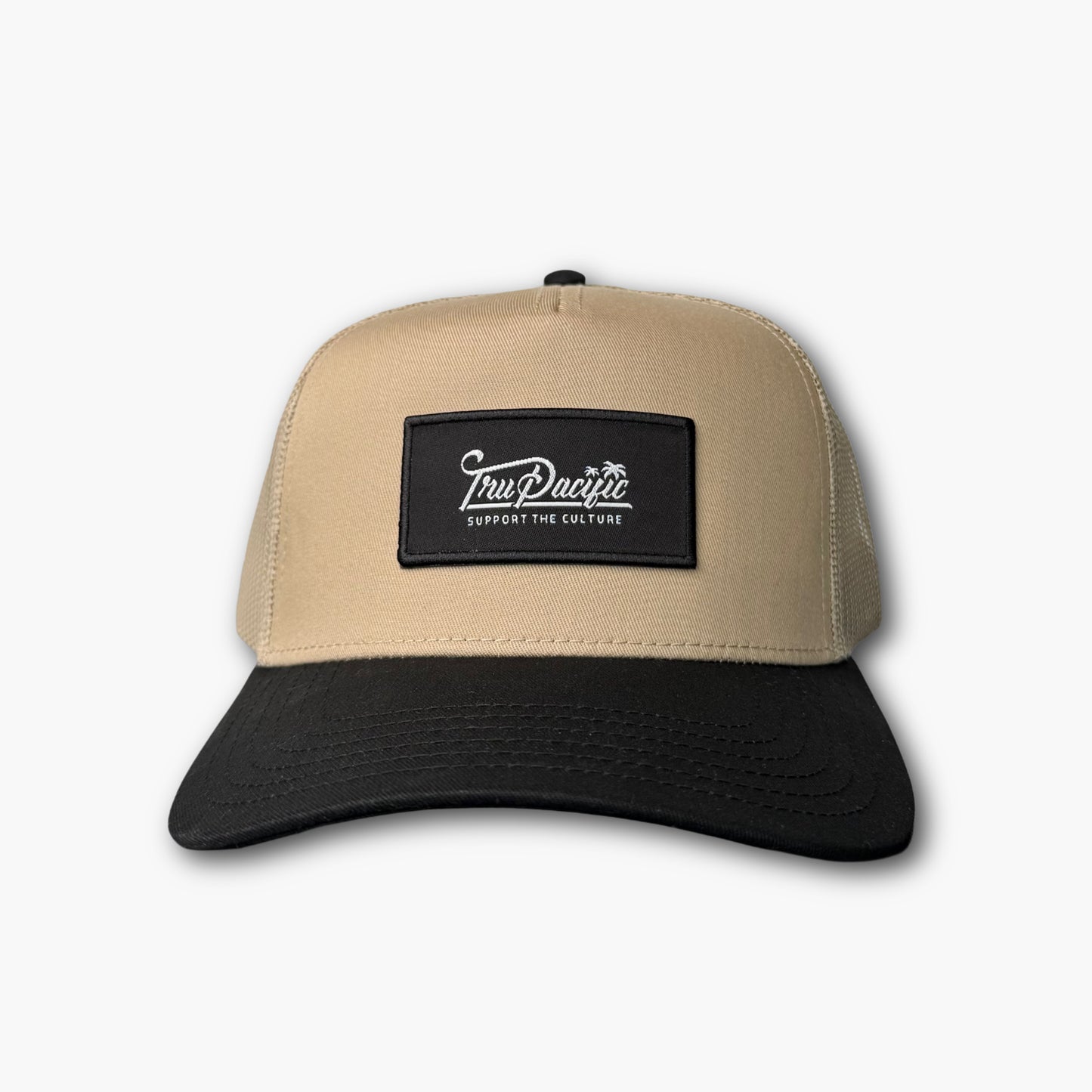 Tru Pacific Script Trucker Hat - Khaki/Black