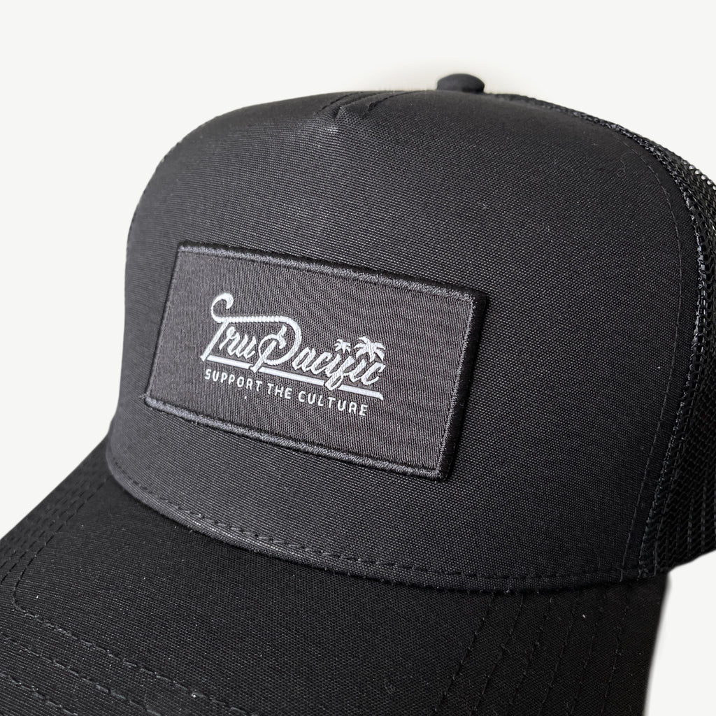 Tru Pacific Script Trucker Hat - Black