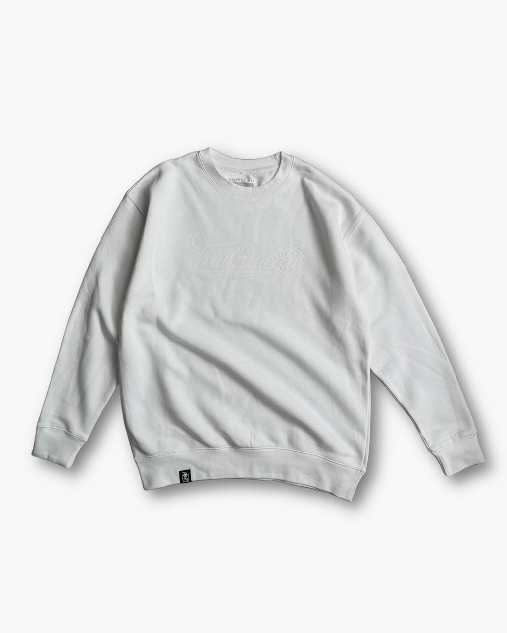 Tru Pacific Script Crew (White/White)