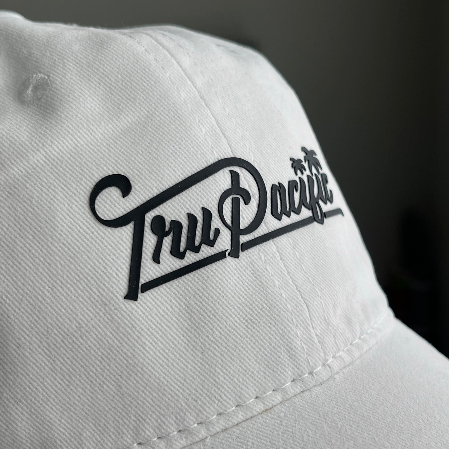 Tru Pacific Script Dad Hat - White